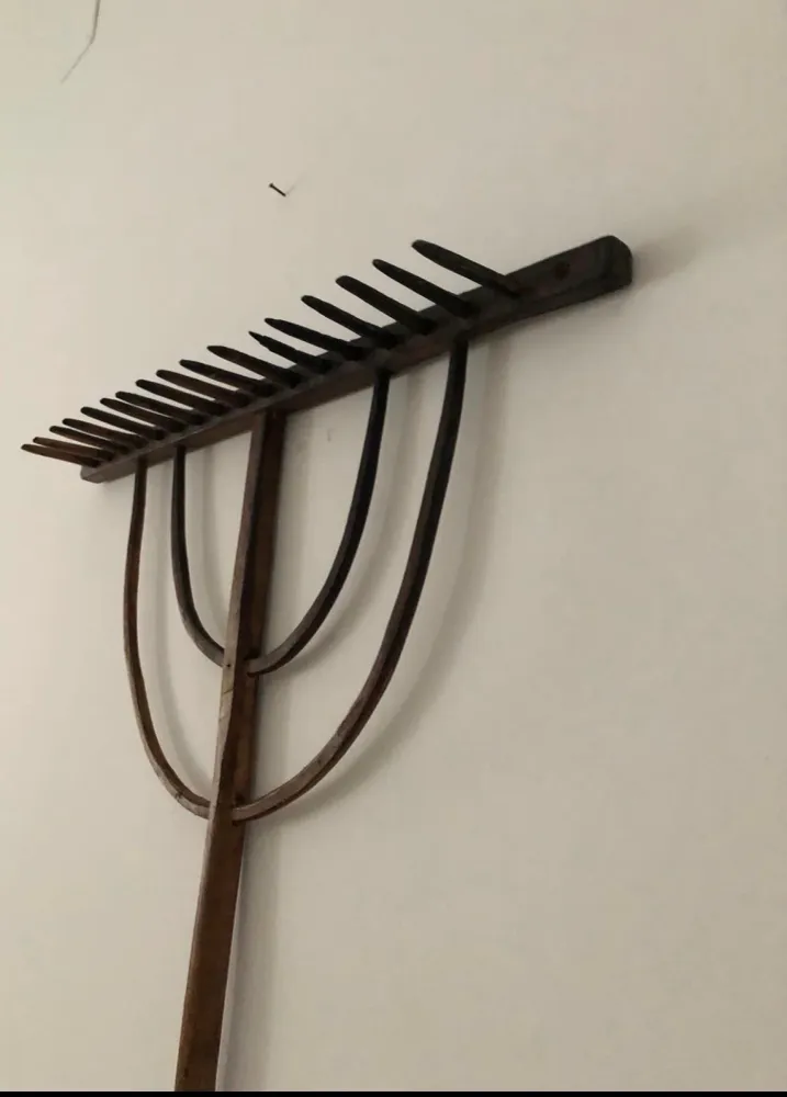 Rastrello antico legno curvato