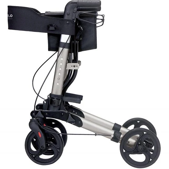 Rollator 4 ruote con seduta, carrello della spesa e braccioli