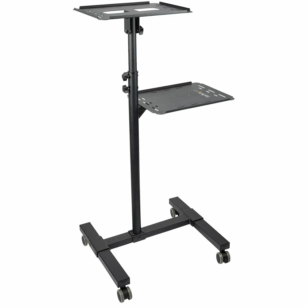 Startech.com supporto per proiettore e laptop mobile - carrello portatile per proiettore resistente (2 ripiani, reggono 10...