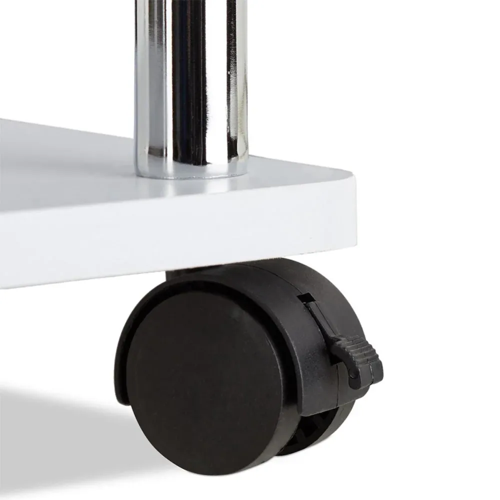 Tavolo Tavolino Salotto con 4 Ruote Carrello Carrellino Legno MDF Bianco