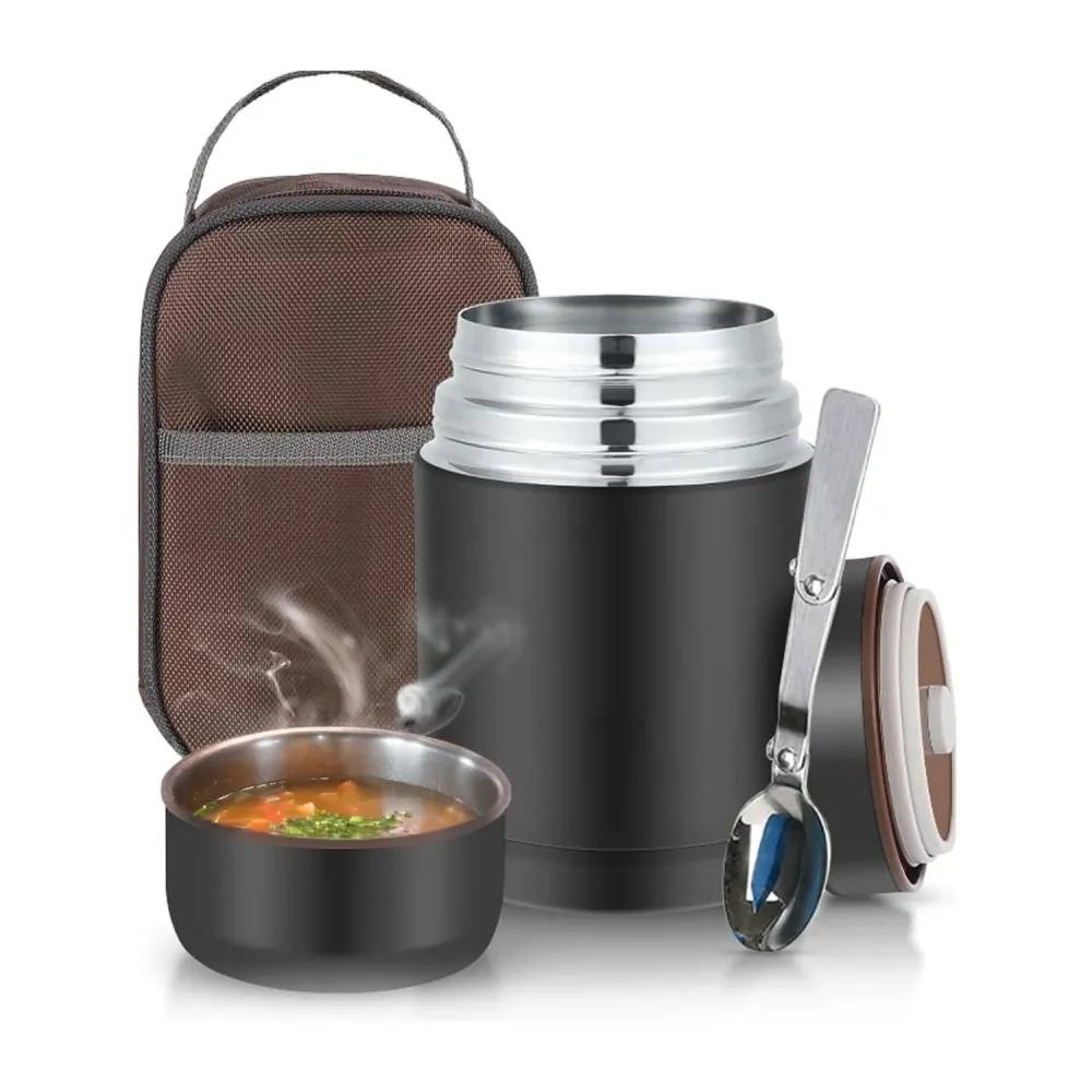 Thermos Portavivande Acciaio con Cucchiaio e Borsa Inclusi