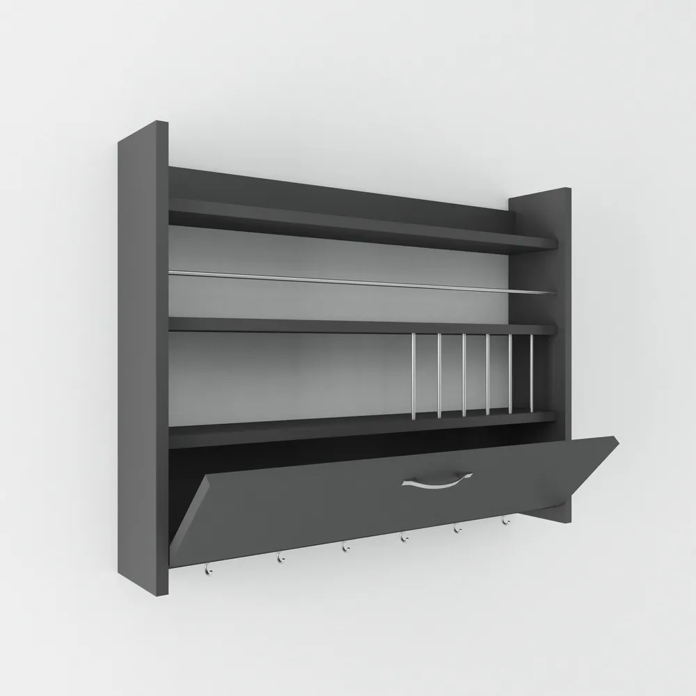 Mensola da parete per cucina 1 anta Naokomi L85xH65cm Antracite Materiale BPA Free
