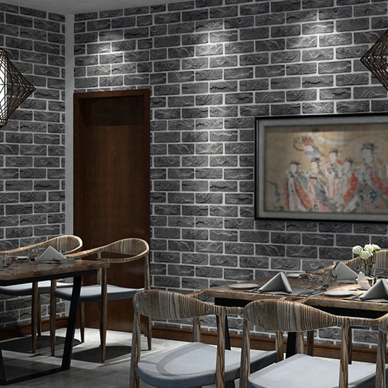 Rotolo di carta da parati con piastrelle di mattoni Cyberpunk per ristorante 31' L x 20,5" W Wall Art colore cupo