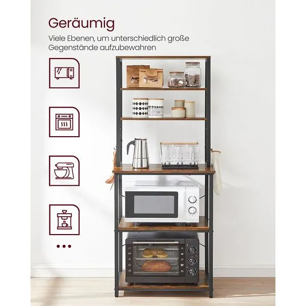 Scaffale da cucina VASAGLE con ripiani e ganci KKS024B01
