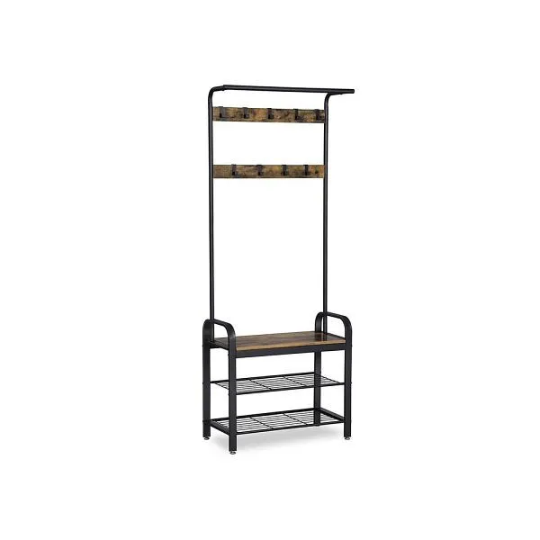 VASAGLE guardaroba e panca stile industriale marrone vintage-nero HSR40B