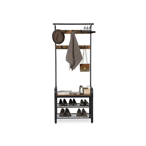 VASAGLE guardaroba e panca stile industriale marrone vintage-nero HSR40B