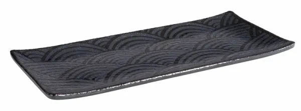 Vassoio APS -DARK WAVE- 23 x 105 cm altezza: 15 cm melammina interno: decoro esterno: nero 84905