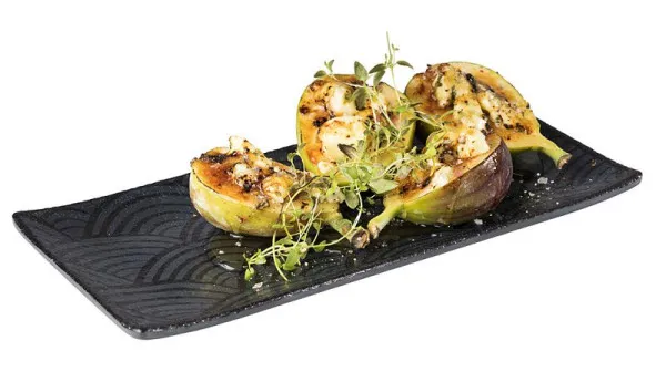 Vassoio APS -DARK WAVE- 23 x 105 cm altezza: 15 cm melammina interno: decoro esterno: nero 84905