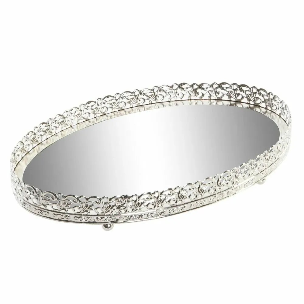 Vassoio per aperitivi DKD Home Decor Specchio Cristallo Metallo (25 x 25 x 4,5 cm)