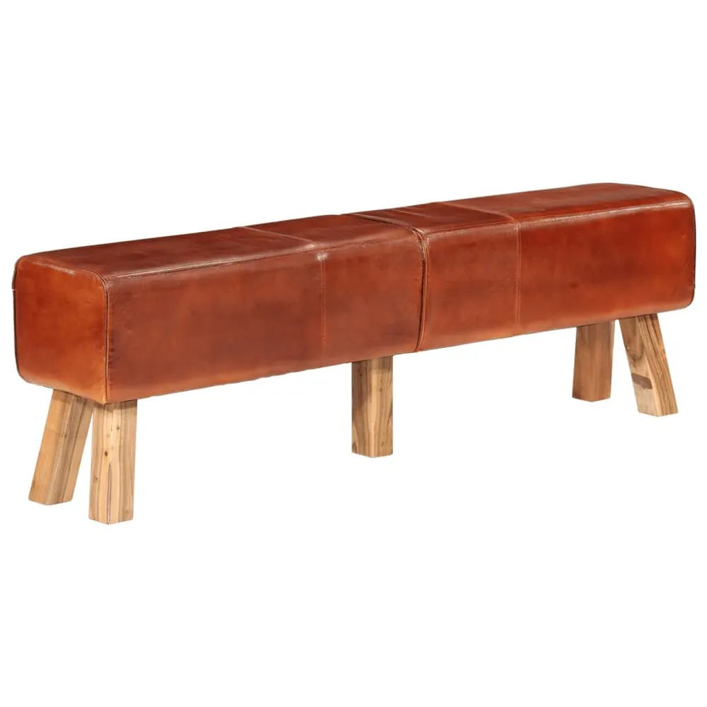 Credenza Vetrina Panca per Esercizi Marrone 160 cm Vera Pelle
