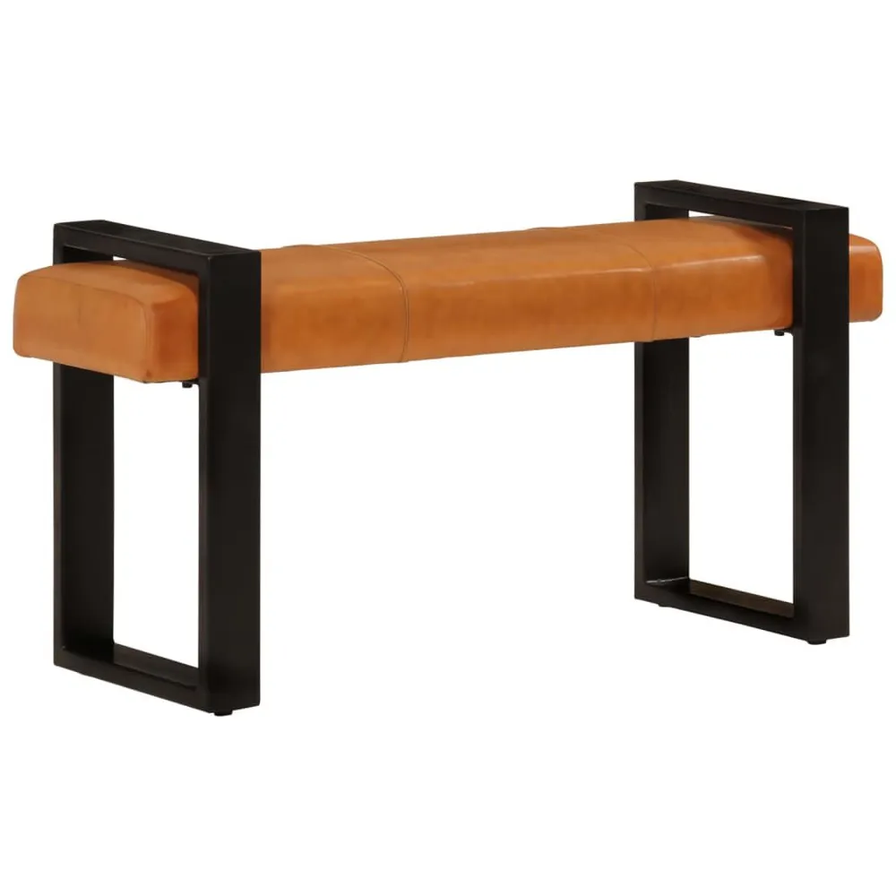 Design Moderno e Funzionale Panca Nera e Marrone 110 cm Vera Pelle di Capra