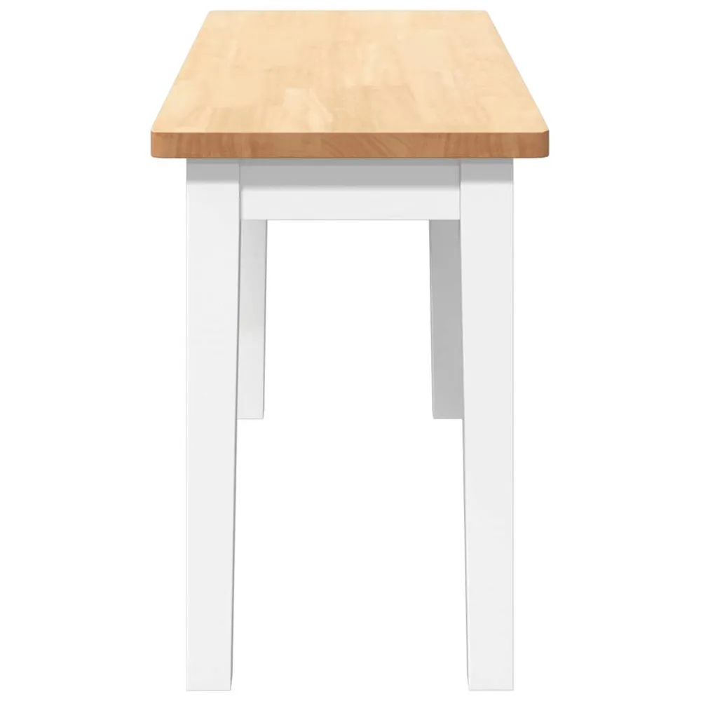 Panca 90 cm Bianco Legno Massello di Hevea Antimacchia e Graffi