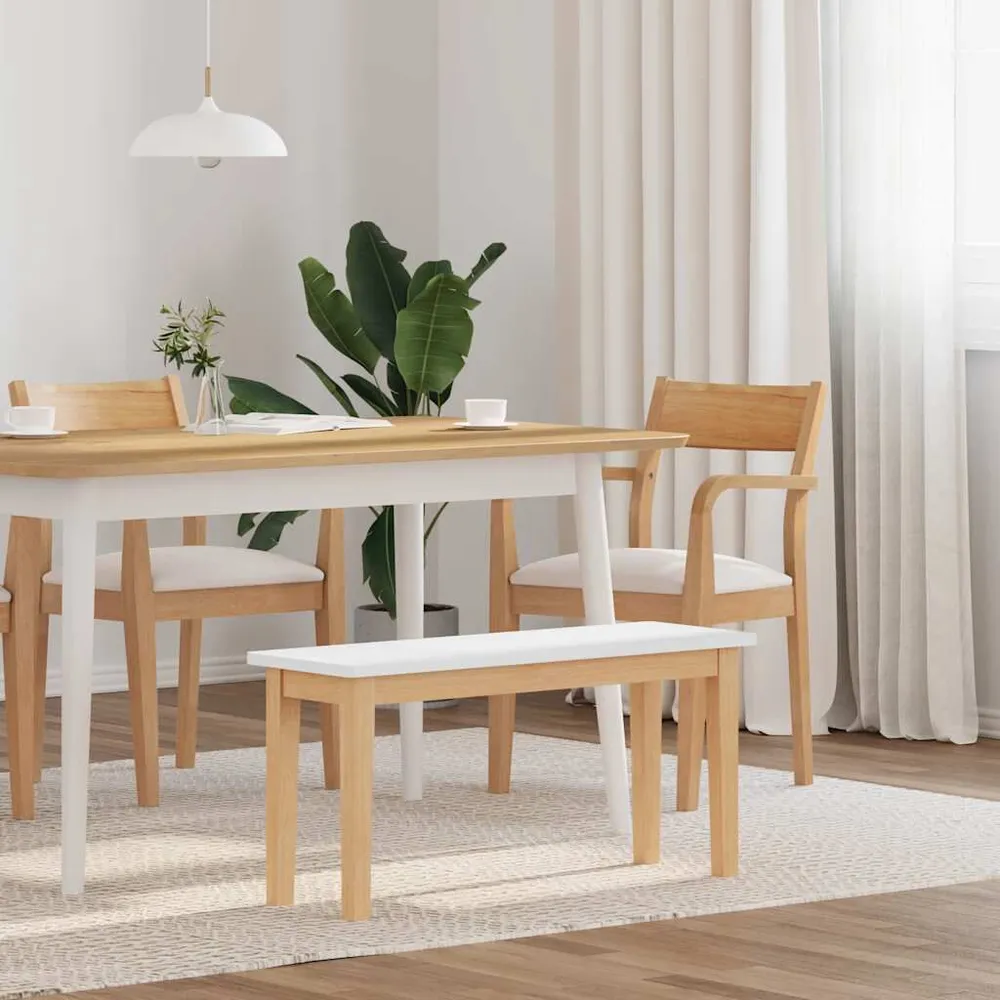 Panca 90 cm Legno Massello di Hevea con Cassetti Soft-Close