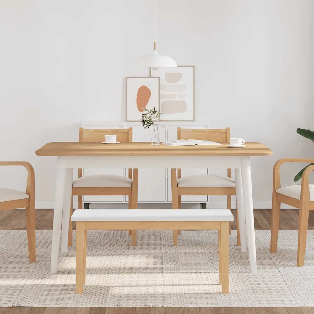 Panca 90 cm Legno Massello di Hevea con Cassetti Soft-Close