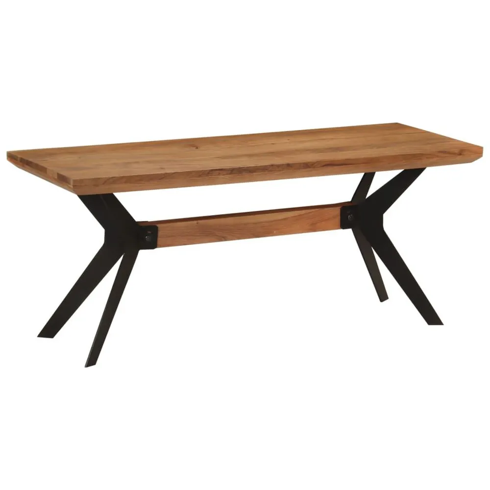 Panca da Pranzo 110x40x46 cm Legno Massello di Acacia e Acciaio Set Completo 12 Pezzi