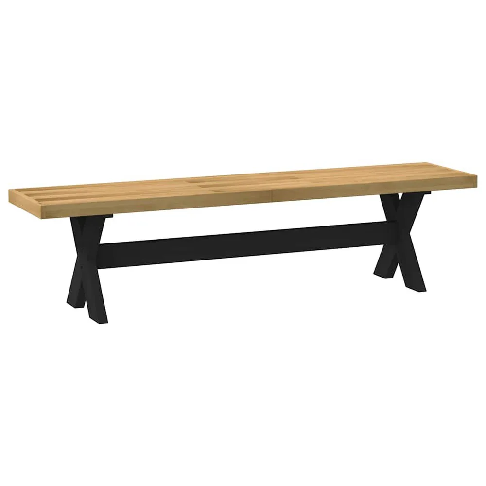 Panca Pranzo NOAIN Gambe Forma X 180x40x45 cm Legno Massello con Ante Vetro