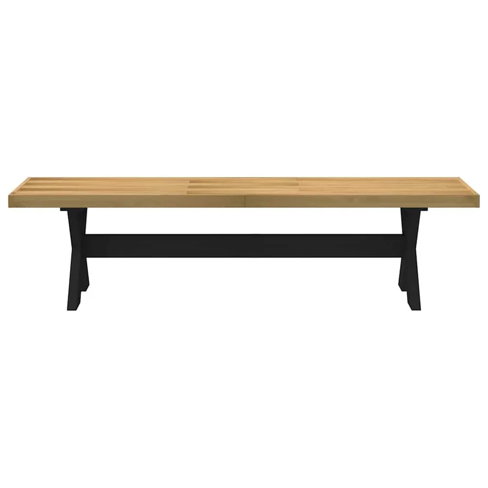Panca Pranzo NOAIN Gambe Forma X 180x40x45 cm Legno Massello con Ante Vetro