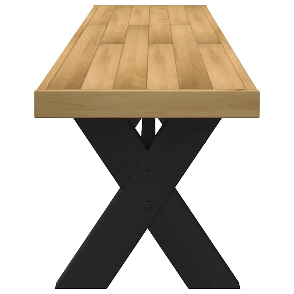 Panca Pranzo NOAIN Gambe Forma X 180x40x45 cm Legno Massello con Ante Vetro