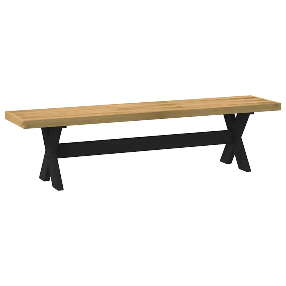 Panca Pranzo NOAIN Gambe Forma X 180x40x45 cm Legno Massello con Ante Vetro