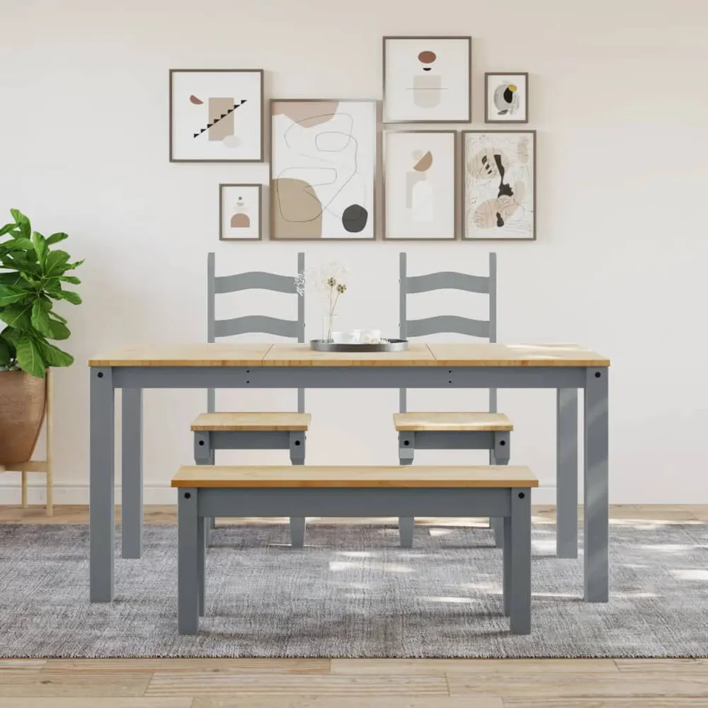 Panca da Pranzo Panama Grigia 105x30x45 cm Legno Massello Pino Antimacchia e Graffi