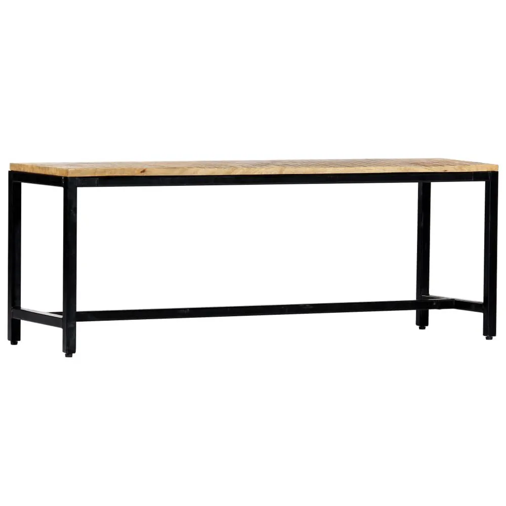 Tavolo Allungabile Panca da Pranzo 120 cm Legno Massello di Mango Grezzo