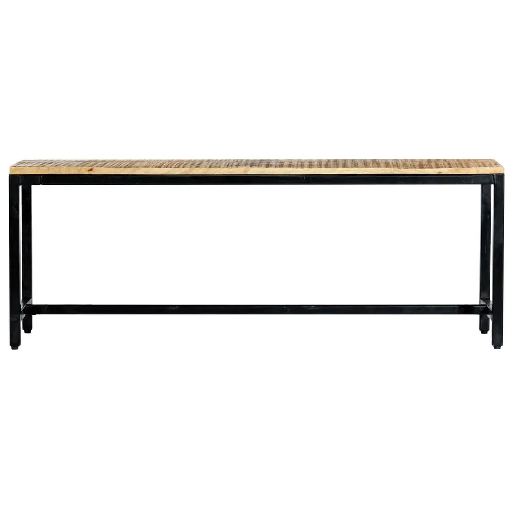 Tavolo Allungabile Panca da Pranzo 120 cm Legno Massello di Mango Grezzo