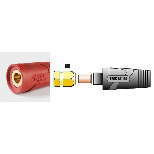 Giunto ELMAG 10/16/25mm² rosso perno Ø 9mm 60% ED 200A 'con manicotto PVC rosso' 56326