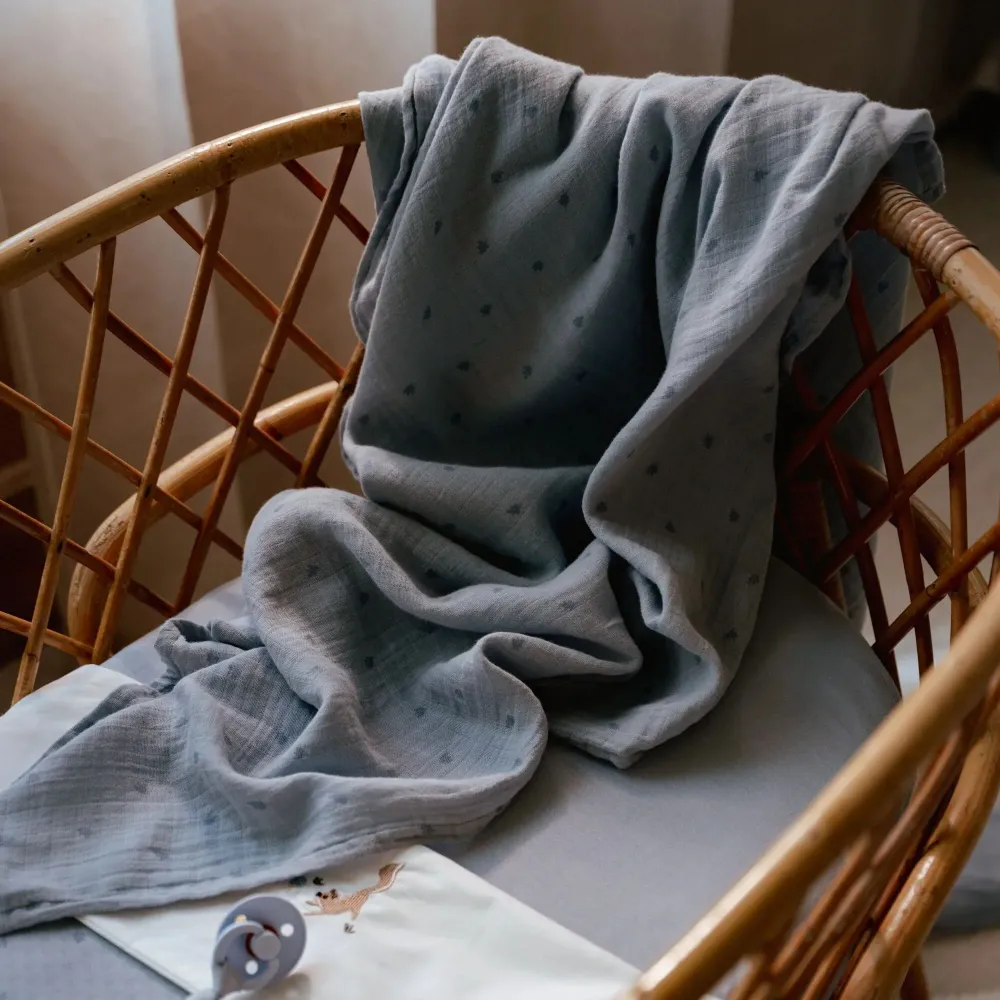 Little Dutch Set 2 Swaddle 70×70 – Blue Essentials (Pure Denim Blue)