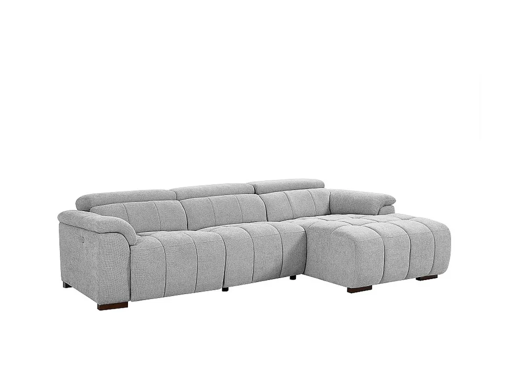 Divano angolo destra relax elettrico Tessuto Grigio effetto trapuntato MOLPICA
