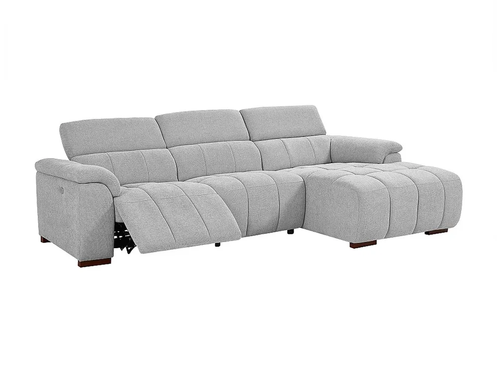 Divano angolo destra relax elettrico Tessuto Grigio effetto trapuntato MOLPICA