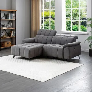 Divano relax elettrico Tessuto testurizzato Grigio Angolo sinistra CELTIMO