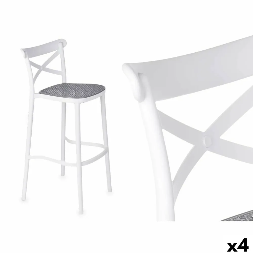 Sgabello GiftDecor PC-175B Bianco Grigio polipropilene Rattan 41 x 103 x 52,5 cm (4 Unità)