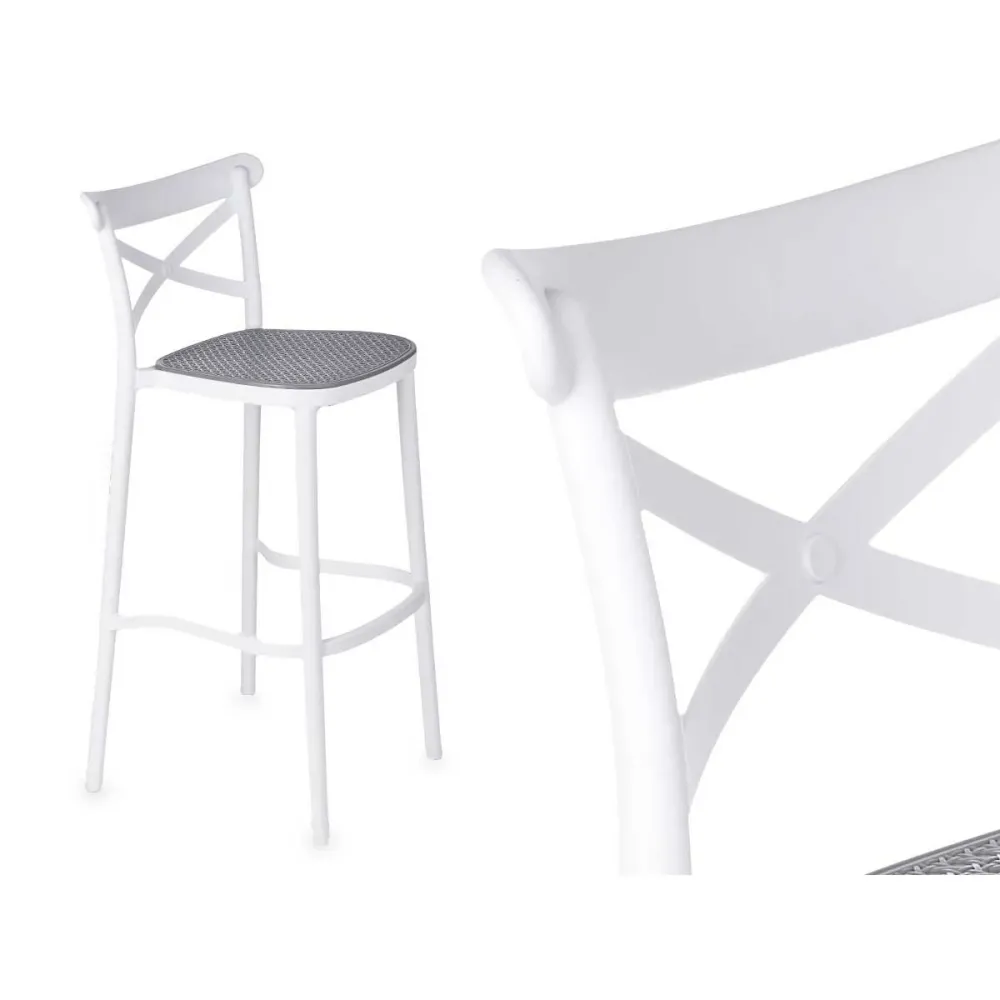 Sgabello GiftDecor PC-175B Bianco Grigio polipropilene Rattan 41 x 103 x 52,5 cm (4 Unità)