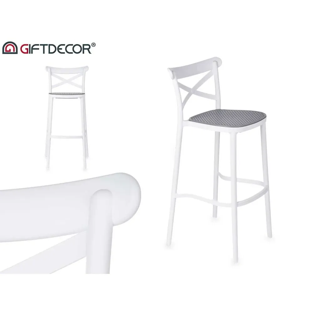 Sgabello GiftDecor PC-175B Bianco Grigio polipropilene Rattan 41 x 103 x 52,5 cm (4 Unità)