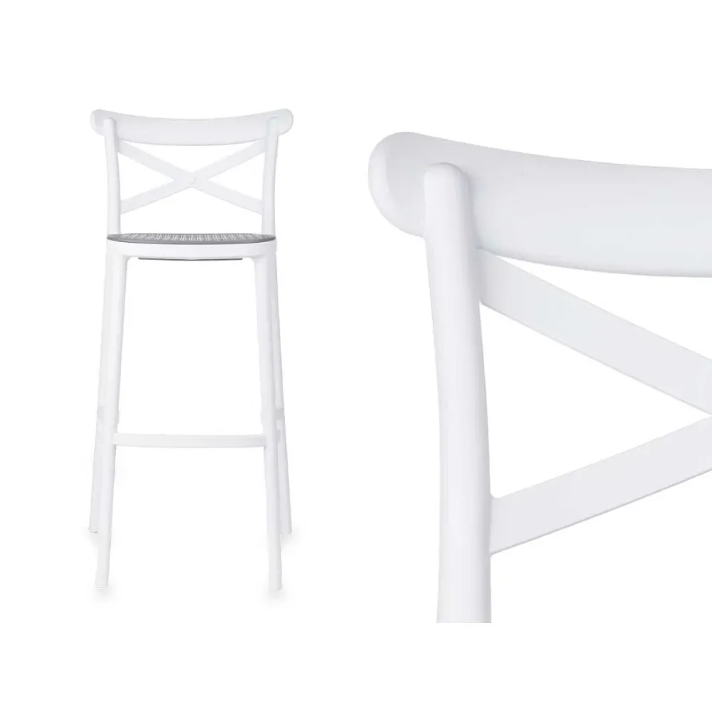 Sgabello GiftDecor PC-175B Bianco Grigio polipropilene Rattan 41 x 103 x 52,5 cm (4 Unità)