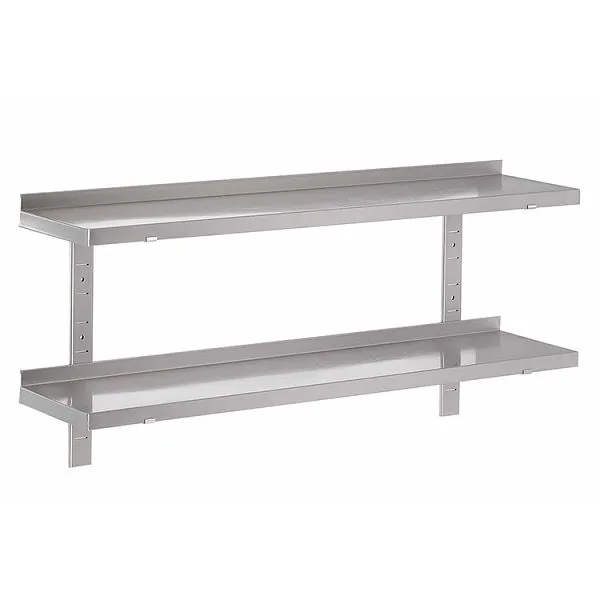 Mensola doppia parete acciaio inox AISI 430 Gastro-Inox 900x400mm con 2 reggimensola e 2 staffe parete 303.219