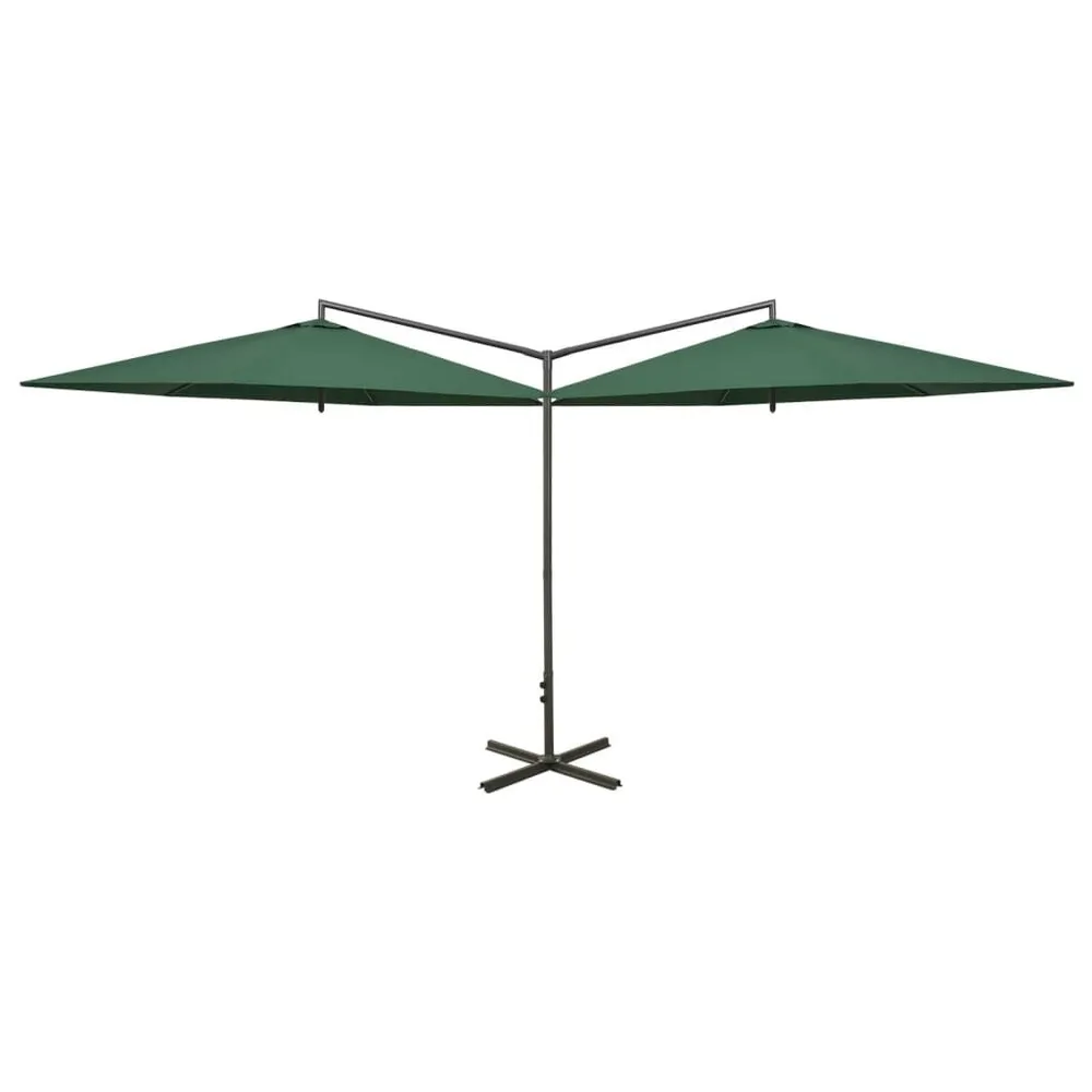 Ombrellone Doppio con Palo Acciaio Verde 600 cm