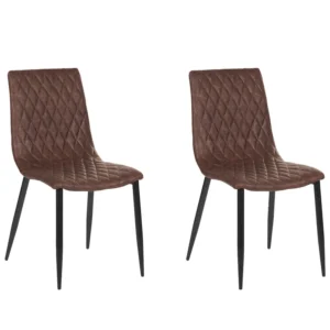 Set 2 Dining Chairs Faux Pelle conciata Brown MONTANA