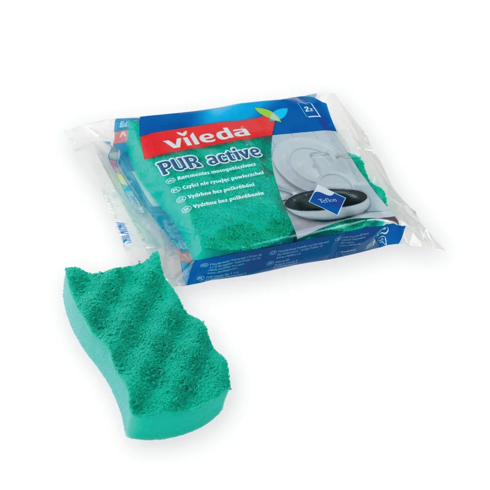 Vileda 116509 Vileda Pur Active Kitchen Sponge Anti Scratch Cleaner Dishes Profiled Di lunga vita 2 PCS