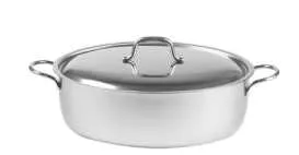 Casseruola ovale con coperchio inox cm 38 Omra