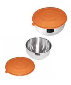 Ciotola acciaio con tappo ermetico plastica cm 20 col. verde Omra