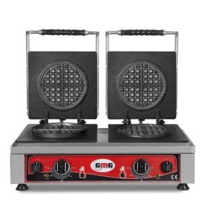 GMG piastra per waffle americana 2x (Ø 16 x 15 cm) piastra di cottura fissa da 50° 300°C ghisa canale di raccolta del gras...