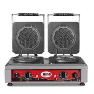 Piastra per waffle GMG Amore-M 2x Ø 17 cm da 50° 300°C piastra di cottura fissa ghisa canale di raccolta del grasso su tut...