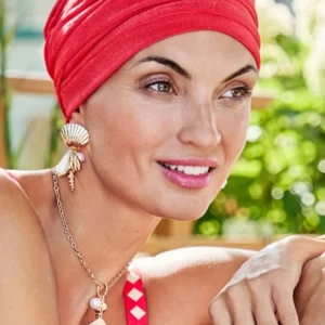 Aria - Turbante poliestere/bambù - rosso corallo 3050-4113