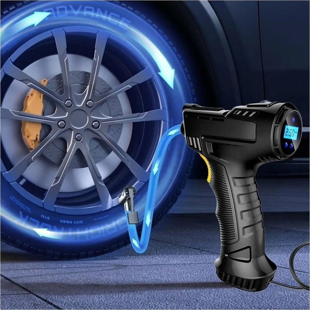 Compressore d'aria per auto ricaricabile con luce led e schermo digitale pompa gonfiabile multifunzionale