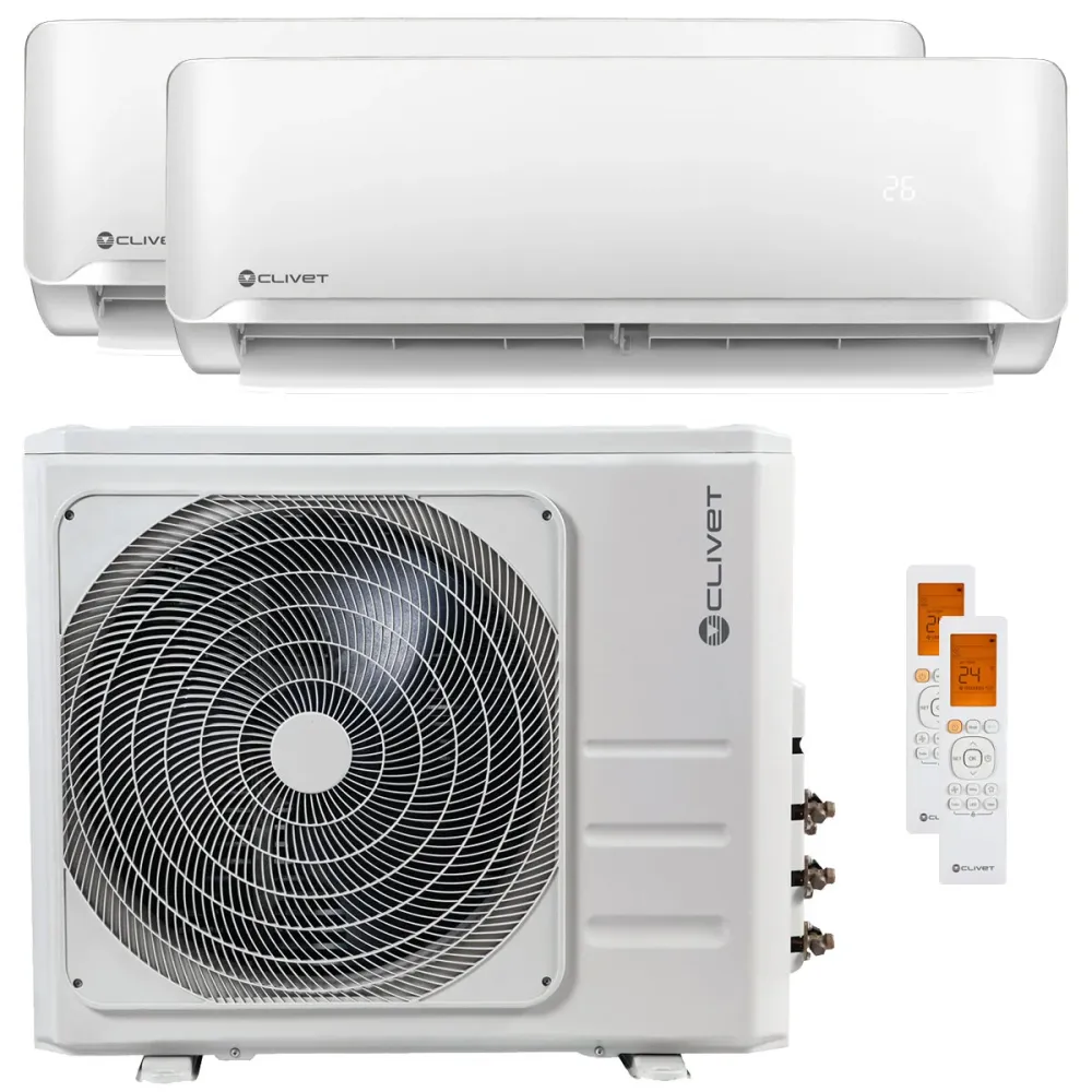 Condizionatore Clivet Essential 2 dual split 18000+24000 BTU inverter classe unità esterna 12,5 kW