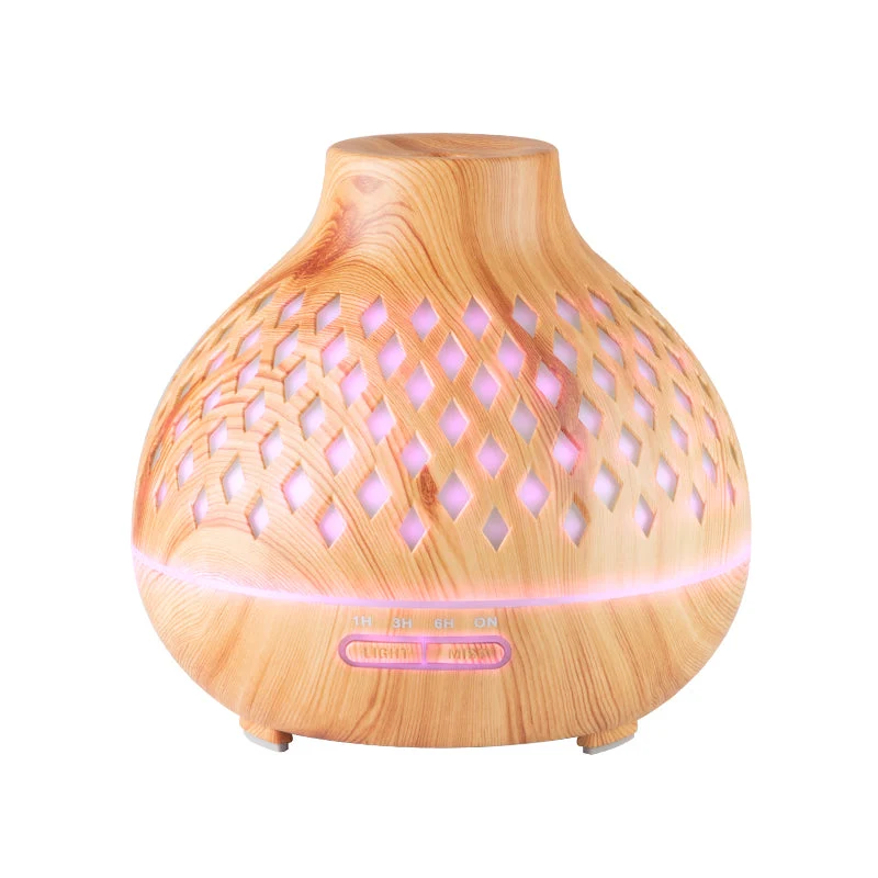 Diffusore di aroma spa umidificatore d'aria 10 luci legno 400ml + timer