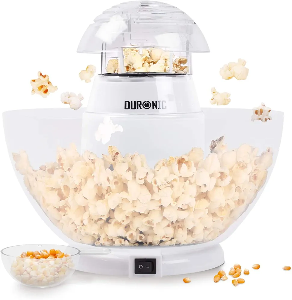Duronic POP50 WE Macchina per Popcorn ad aria calda bianca Capacità di 50 g con ciotola rimovibile Senza grassi o oli...