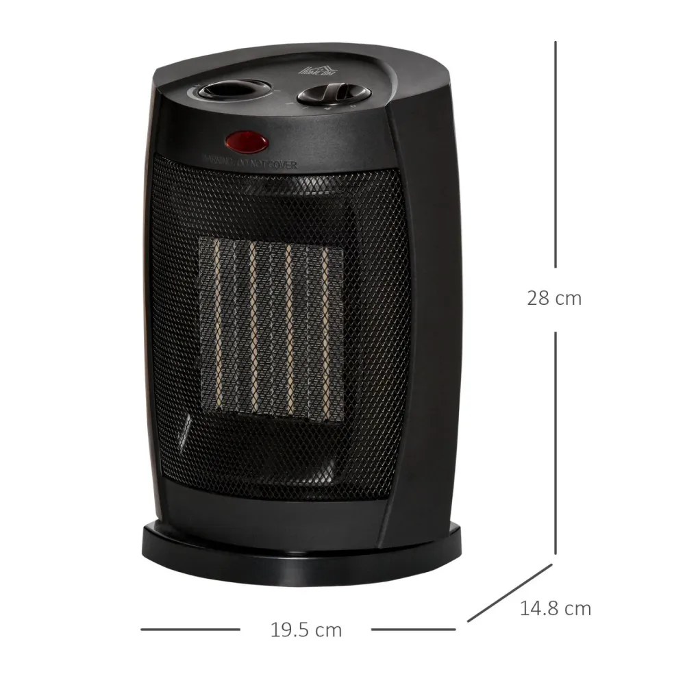 Easycomfort Stufetta Elettrica Ceramica Oscillante 60°, Aria e Temperatura Regolabili 6-38°C, Potenza 900W/1500W, 19.5x14....