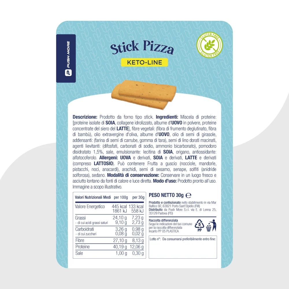 FDO - STICK PIZZA POMODORO - Snack croccante Proteico, Senza Glutine e Low Carb